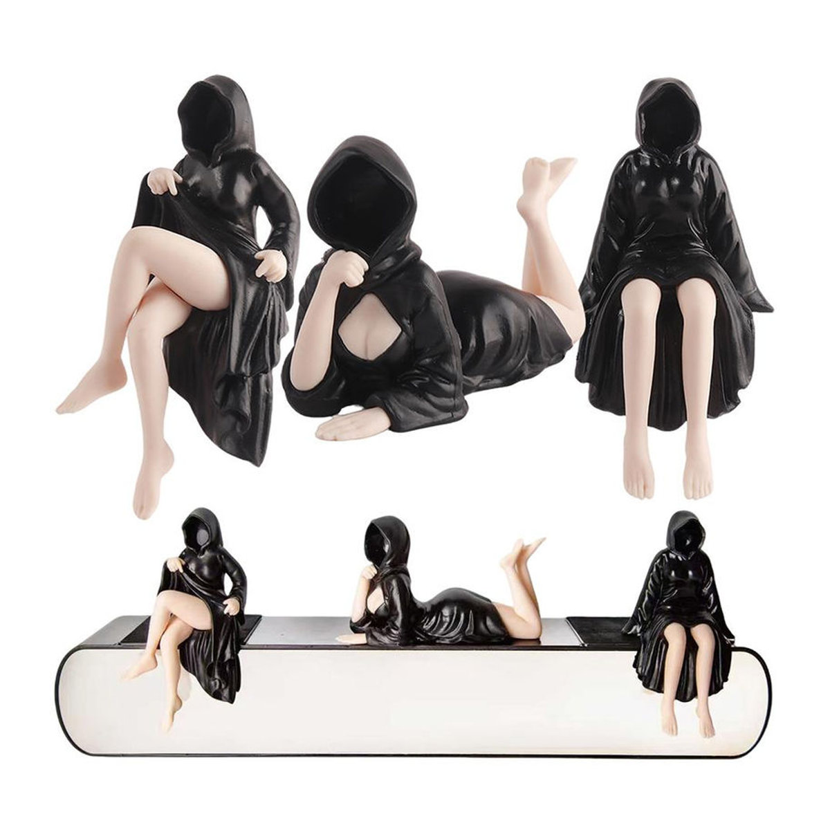 Fashnics Gothische Königin Statue aus Kunstharz in Schwarz als mysteriöse Dekofigur für Regal und Büro - Bild 3