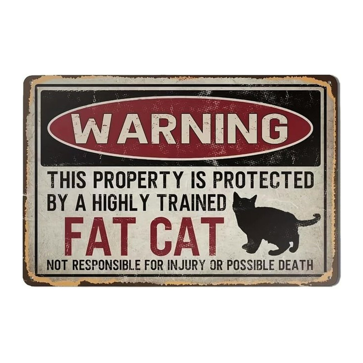 Fat Cat Vintage Metall-Blechschild Eigentum geschützt Wandkunst-Dekoration aus Aluminium, mehrfarbig, B: 30 cm, H: 20 cm, T: 20 cm - Bild 1