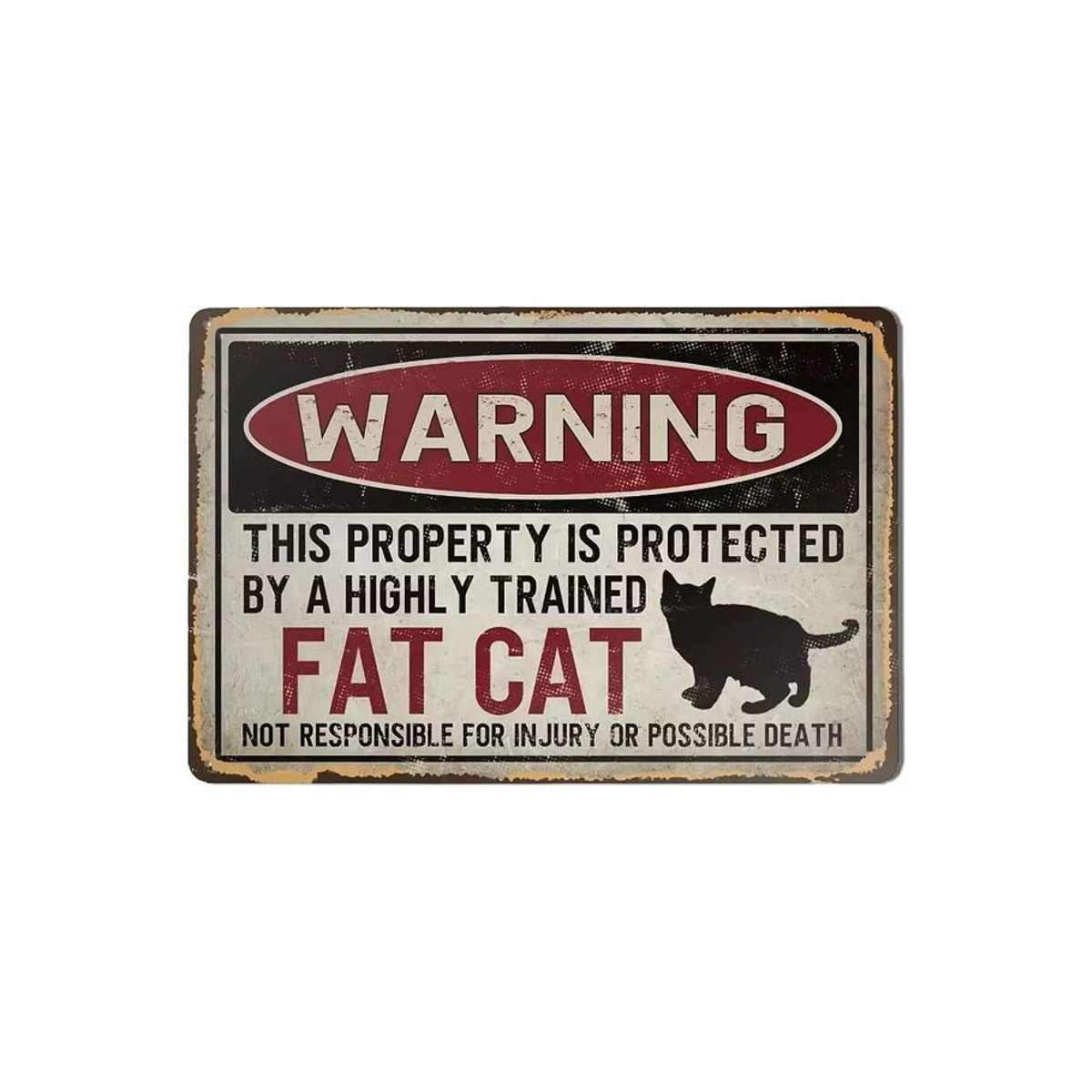 Fat Cat Vintage Metall-Blechschild Eigentum geschützt Wandkunst-Dekoration aus Aluminium, mehrfarbig, B: 30 cm, H: 20 cm, T: 20 cm - Bild 2