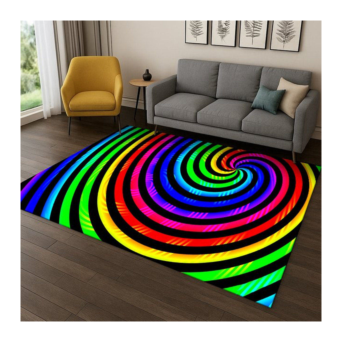 Faviora Regenbogen-Cartoon-Muster Teppich in Mehrfarbig, rutschfeste Bodenmatte für Wohnzimmer, Schlafzimmer und Kinderzimmer - Bild 1
