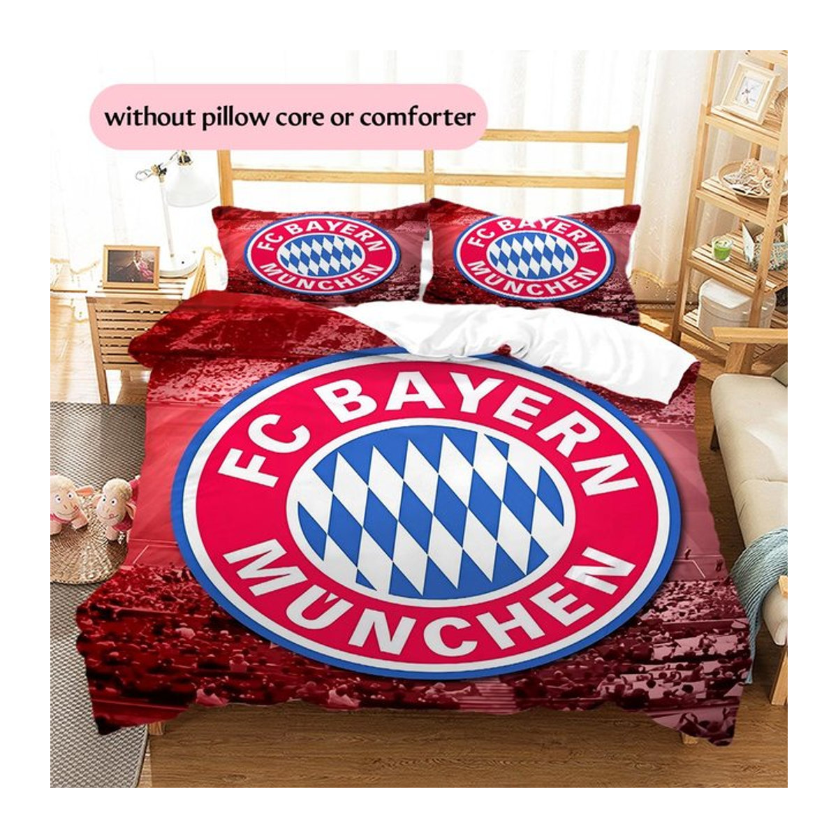 FC Bayern München Bettwäsche Set rot mit 1 Bettbezug und 2 Kissenbezügen B/H: 135 x 200 cm - Bild 1