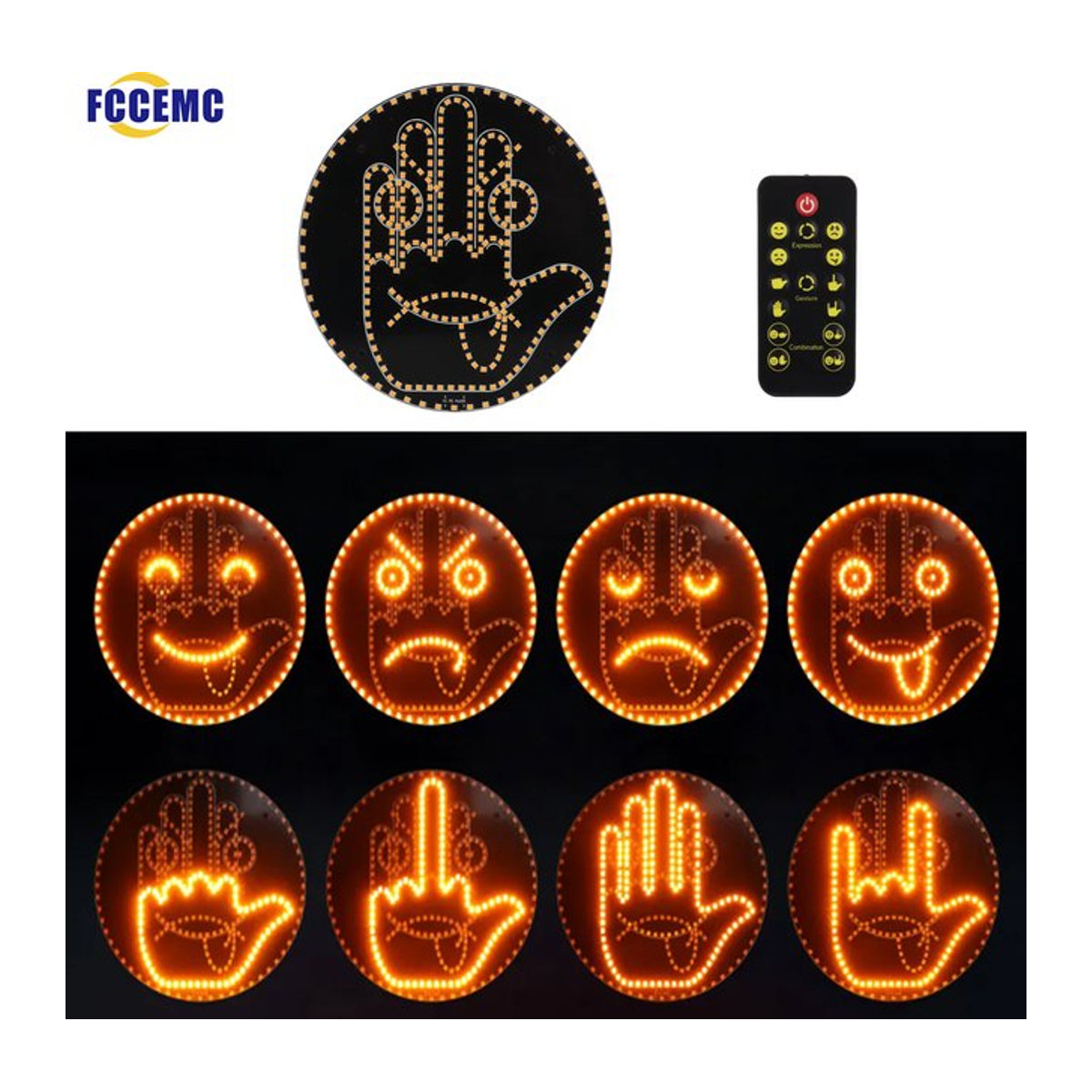 Fccemc LED Atmosphäre Lampe mit Fernbedienung und Multi-Funktions-Display für die Auto-Heckscheibe in Schwarz - Bild 1