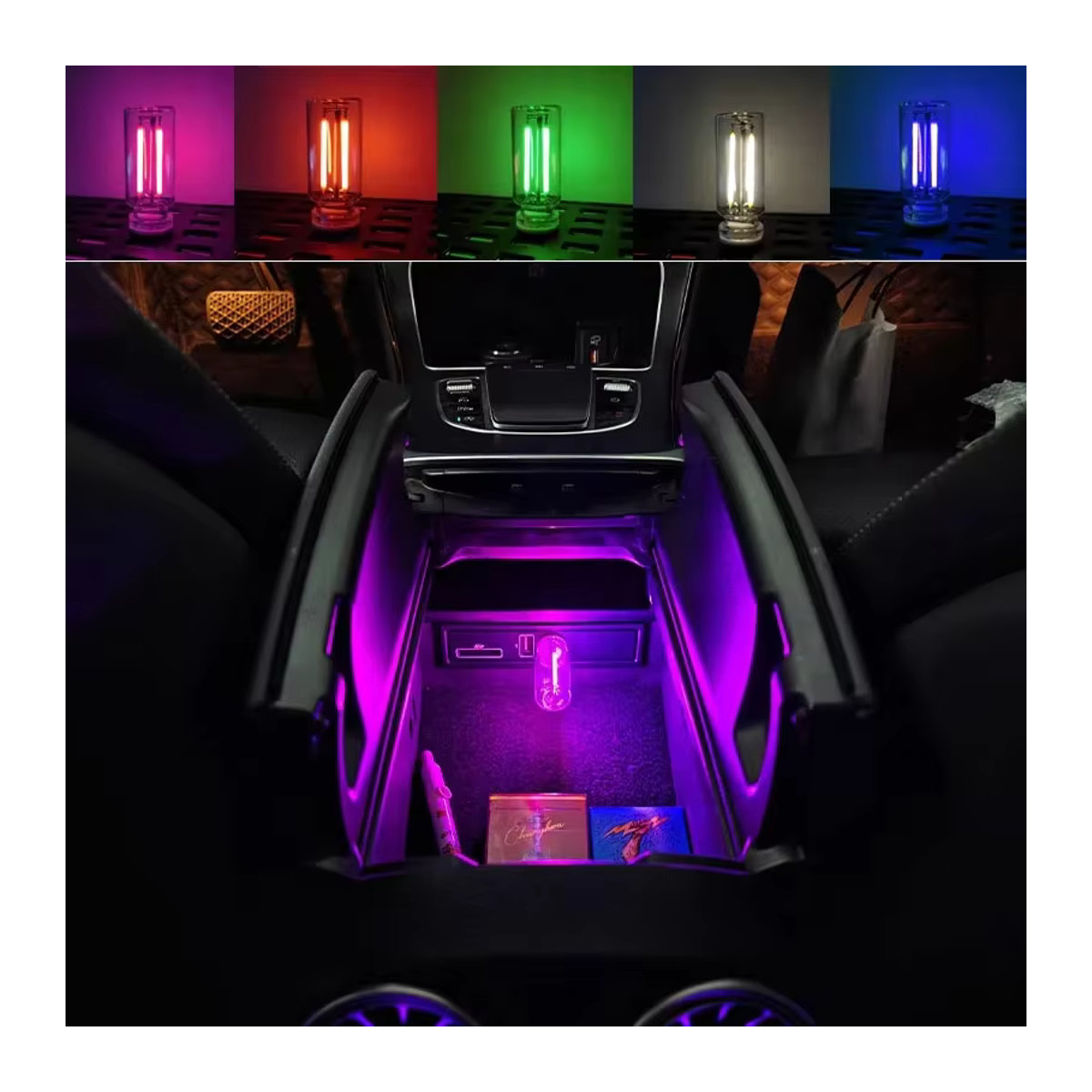 Fccemc Tragbares USB-Touch-Nachtlicht aus Glas in Bunt, Minimalistisches LED-Plug-and-Play-Nachtlicht für Auto, Schlafzimmer und Camping - Bild 3