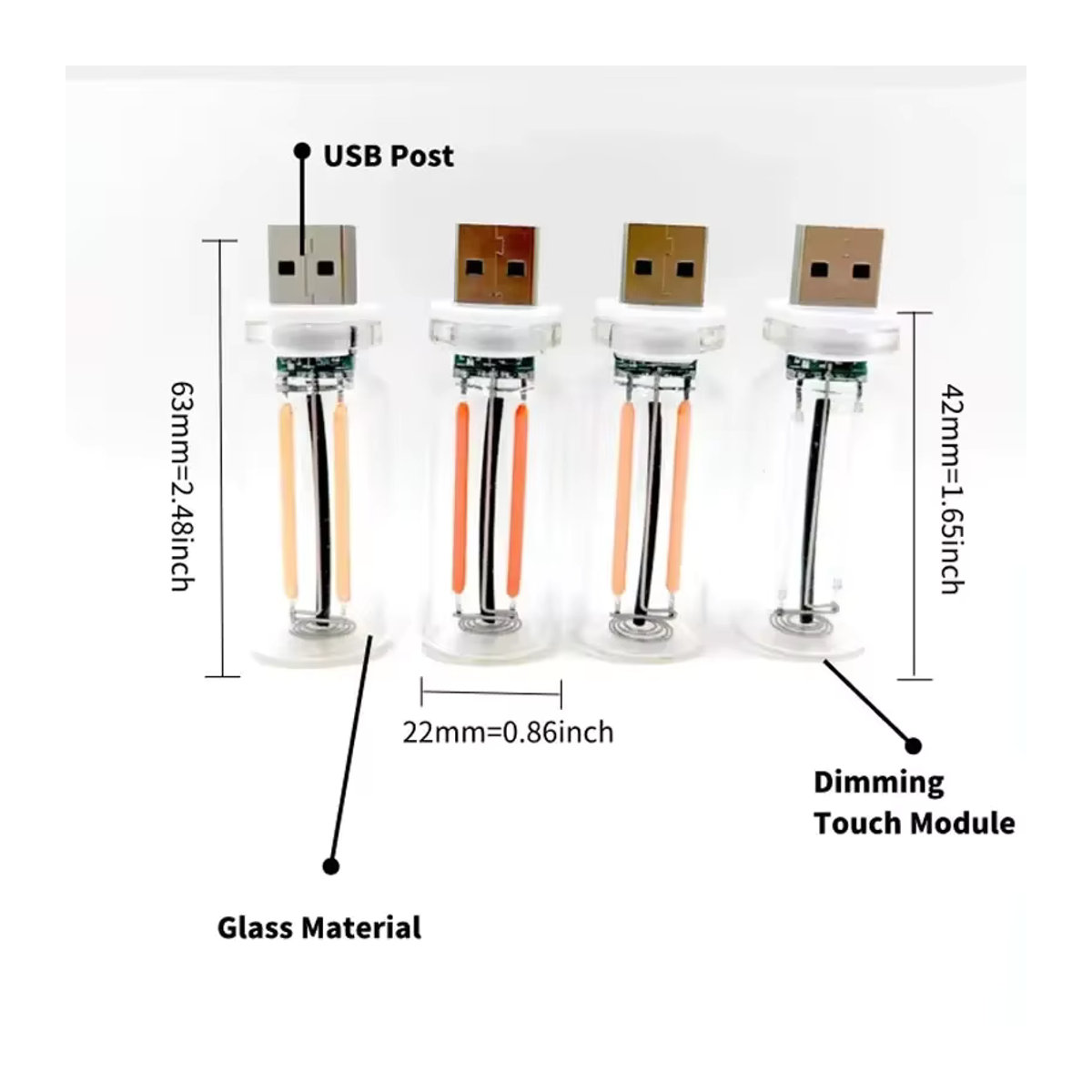 Fccemc Tragbares USB-Touch-Nachtlicht aus Glas in Bunt, Minimalistisches LED-Plug-and-Play-Nachtlicht für Auto, Schlafzimmer und Camping - Bild 5