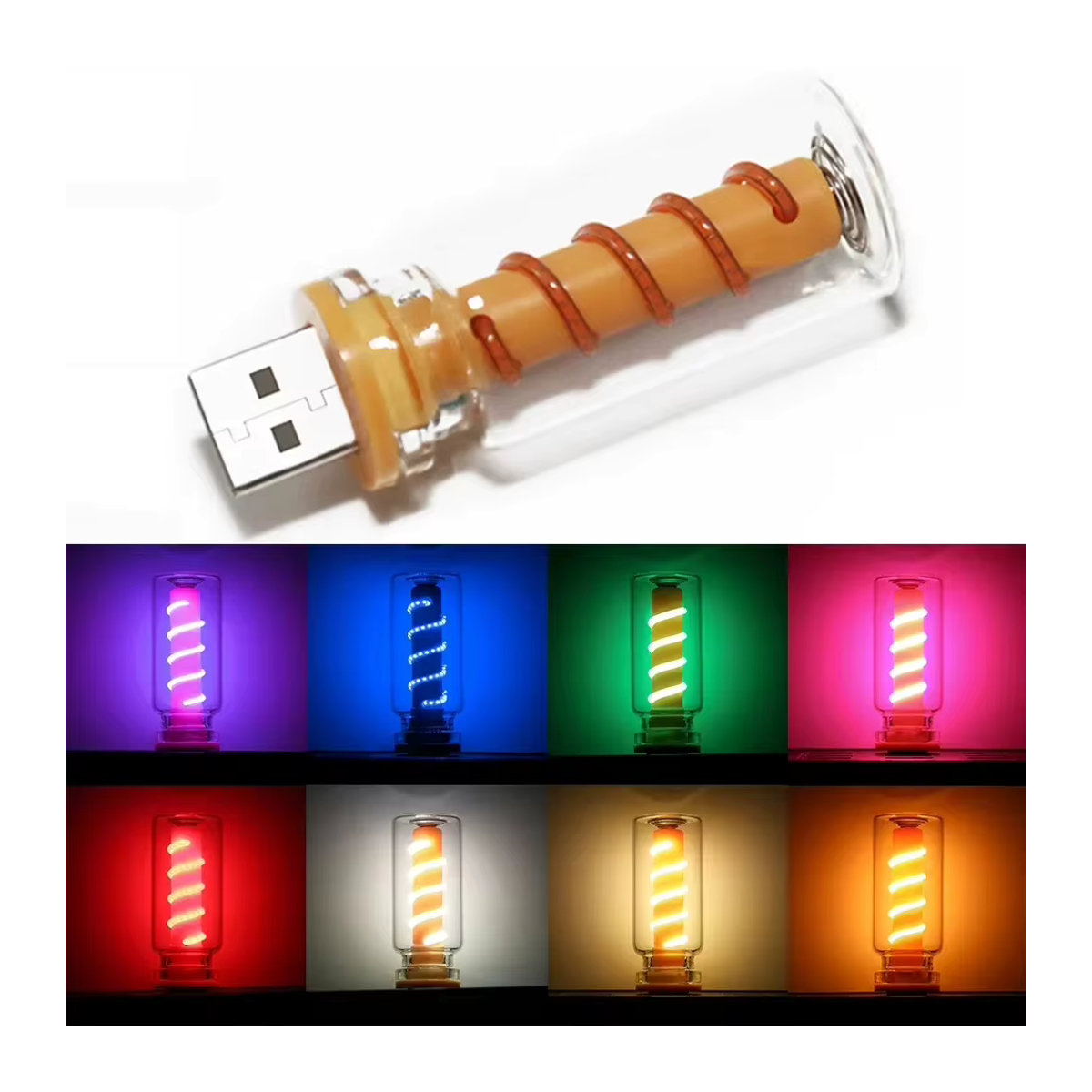 Fccemc USB LED Nachtlicht in Spirale Form mit Touch-Funktion, Bunt, Retro Design für Auto und Schlafzimmer - Bild 5