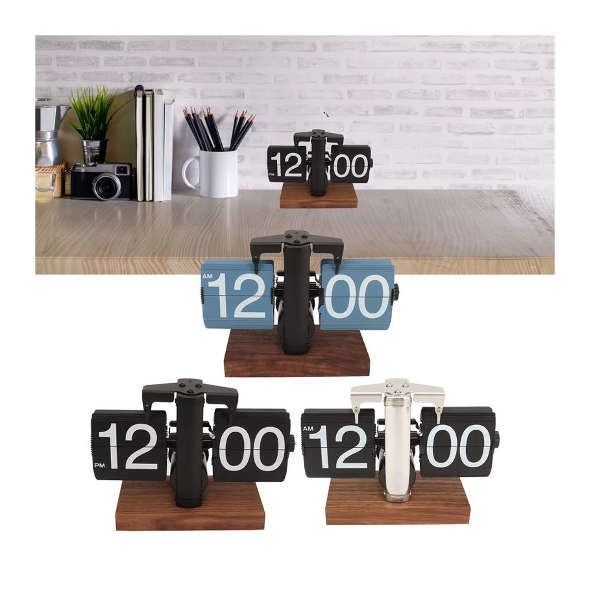 Fdit Digitale Schreibtischuhr aus Holz in Schwarz mit großen Zahlen und Batteriebetrieb - Bild 1