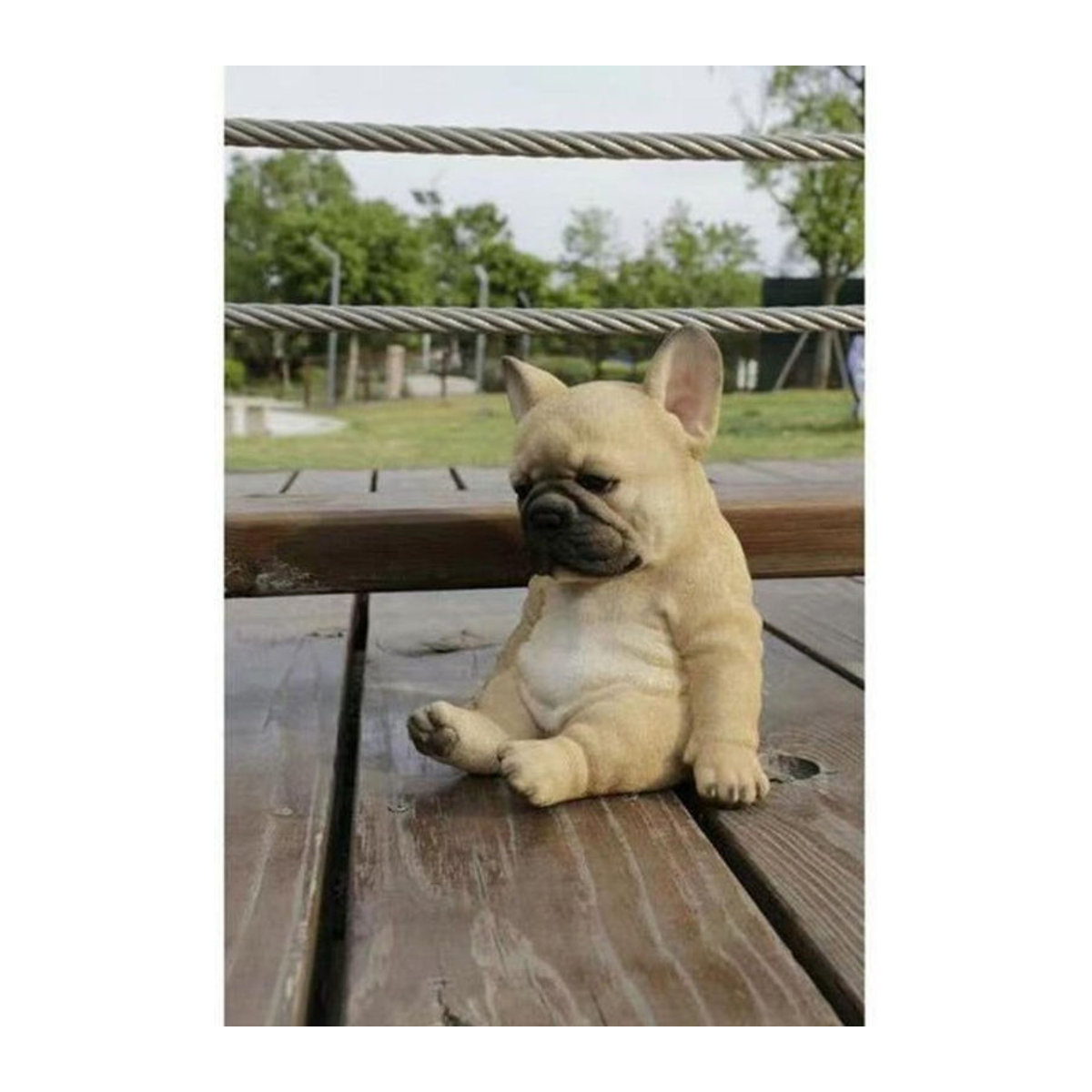 Fdit Hundefigur aus Kunstharz in Beige als dekorative Statue für Indoor und Outdoor - Bild 1