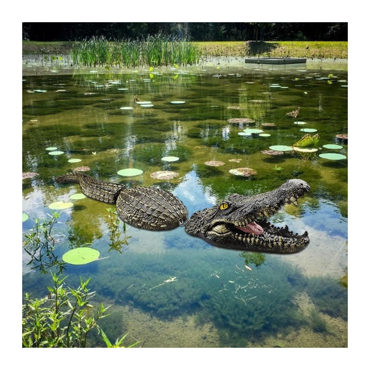 Fdit Schwimmendes Gartenornament Simulation Statue in Grün für Pool und Teich - Bild 1