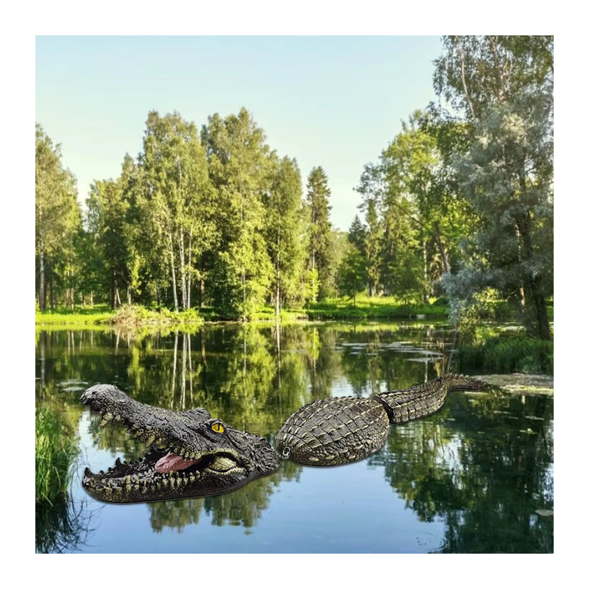 Fdit Schwimmendes Gartenornament Simulation Statue in Grün für Pool und Teich - Bild 2