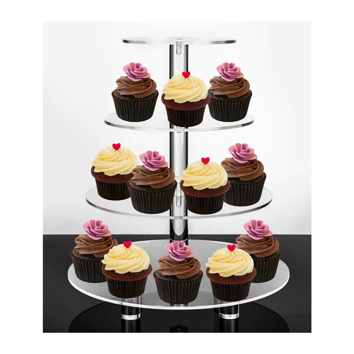 FEB.WIND 3-stöckiger runder Dessertständer aus Acrylglas in Transparent, minimalistischer Cupcake- und Kuchenständer für Hochzeiten und Tee-Partys - Bild 2