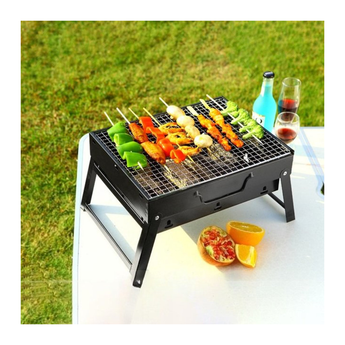 FEB.WIND Faltbarer Holzkohle-Grill aus Metall in Schwarz für Camping und Outdoor - Bild 1
