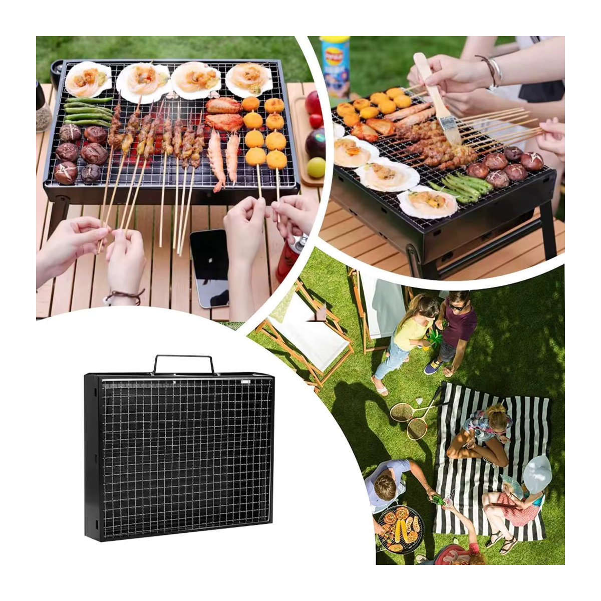 FEB.WIND Faltbarer Holzkohle-Grill aus Metall in Schwarz für Camping und Outdoor - Bild 2