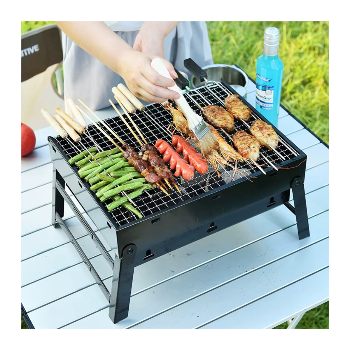 FEB.WIND Faltbarer Holzkohle-Grill aus Metall in Schwarz für Camping und Outdoor - Bild 3