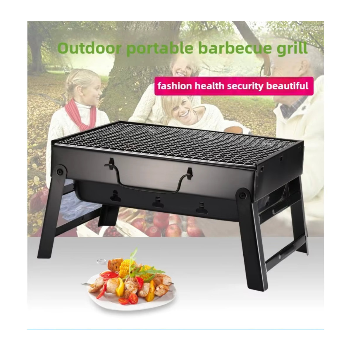 FEB.WIND Faltbarer Holzkohle-Grill aus Metall in Schwarz für Camping und Outdoor - Bild 4