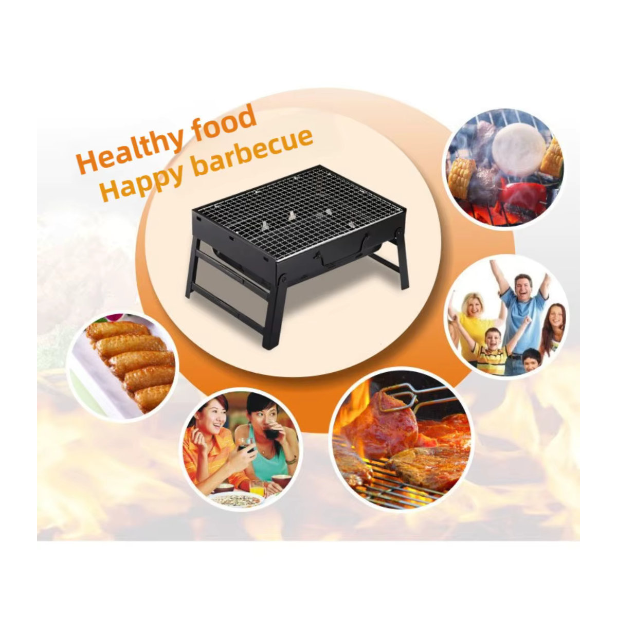 FEB.WIND Faltbarer Holzkohle-Grill aus Metall in Schwarz für Camping und Outdoor - Bild 5