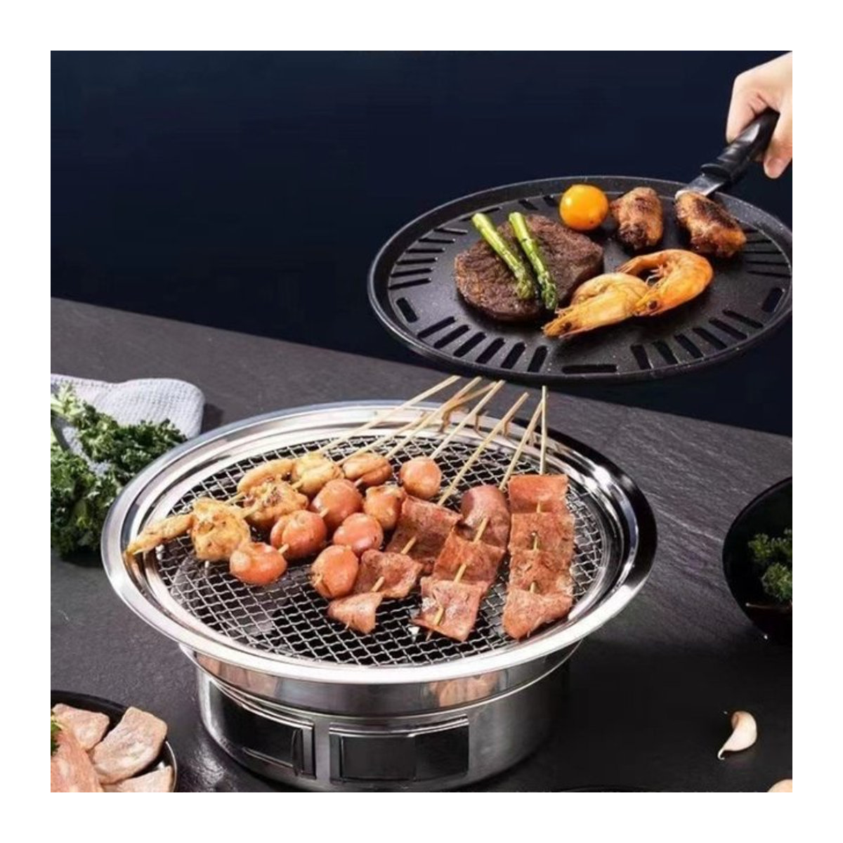 FEB.WIND Multifunktionaler Holzkohlegrill aus Edelstahl für Haushalt und Camping - Bild 1