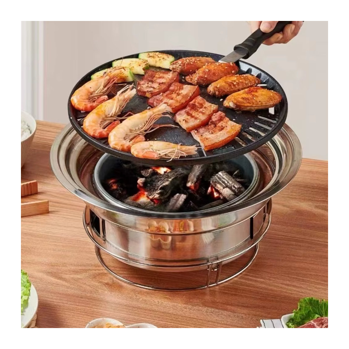 FEB.WIND Multifunktionaler Holzkohlegrill aus Edelstahl für Haushalt und Camping - Bild 2