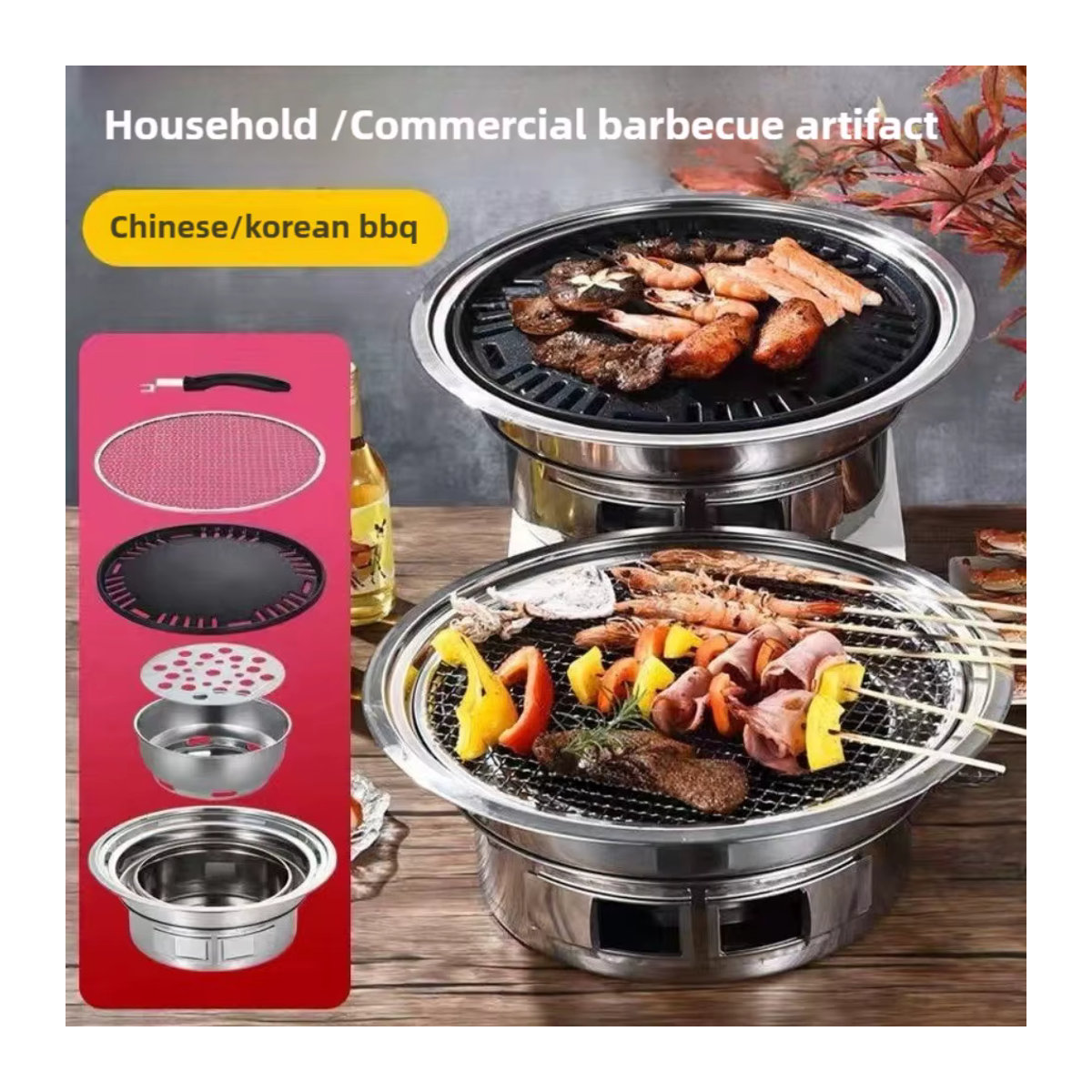 FEB.WIND Multifunktionaler Holzkohlegrill aus Edelstahl für Haushalt und Camping - Bild 3