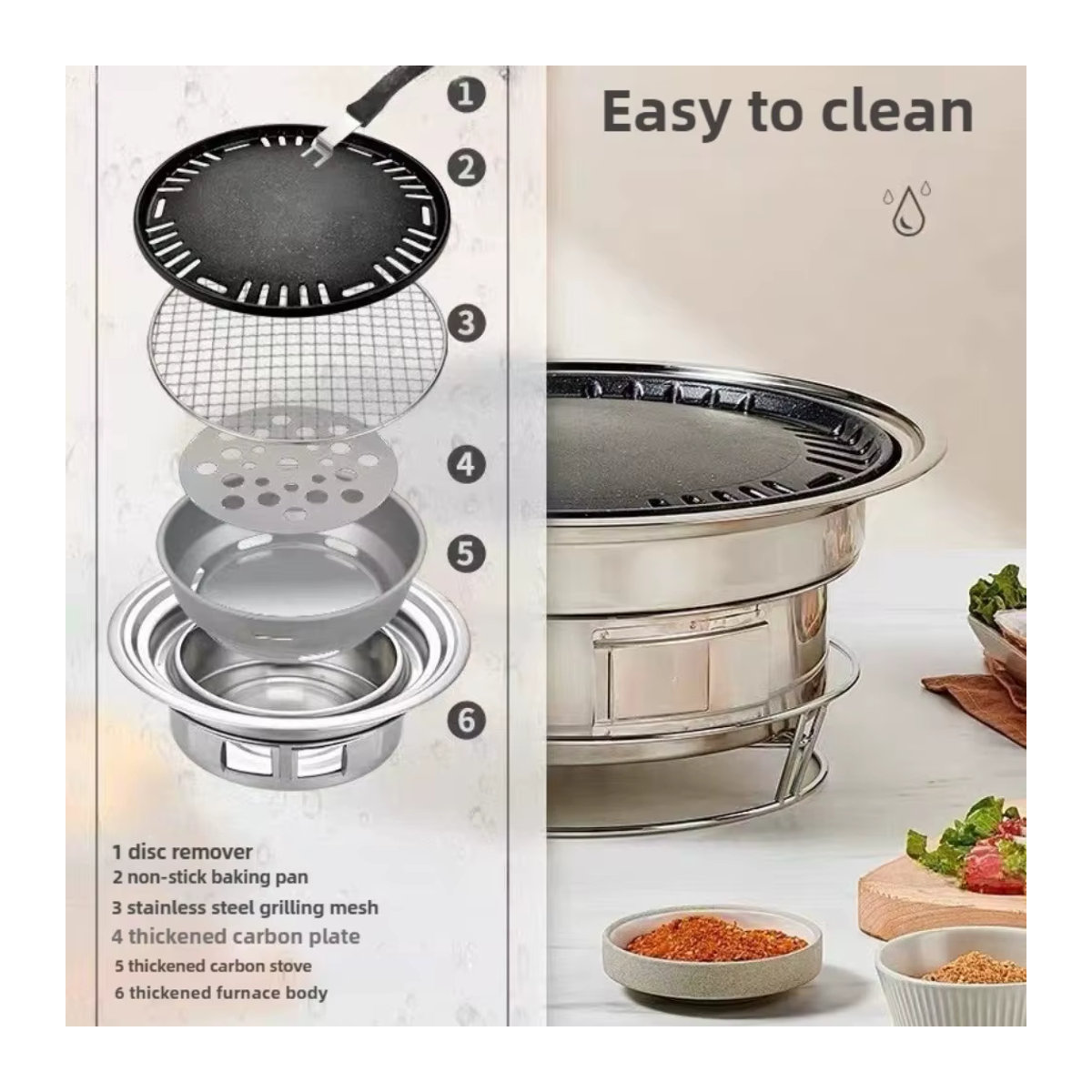 FEB.WIND Multifunktionaler Holzkohlegrill aus Edelstahl für Haushalt und Camping - Bild 5