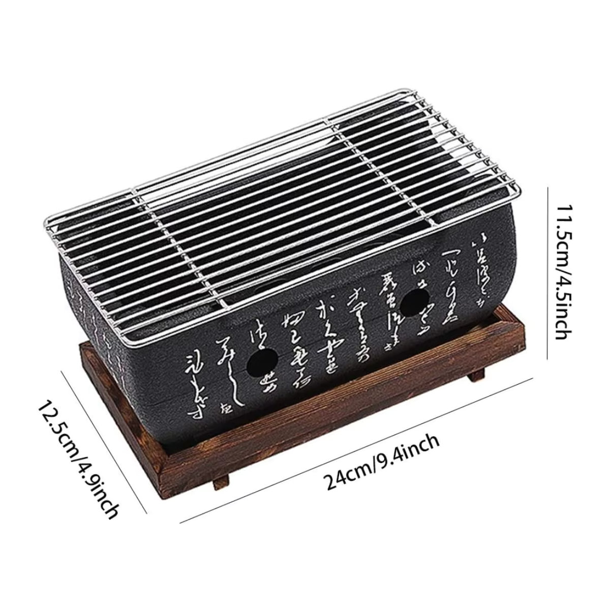 FEB.WIND Tragbarer Holzkohlegrill im japanischen Stil aus Gusseisen, Schwarz - Bild 6