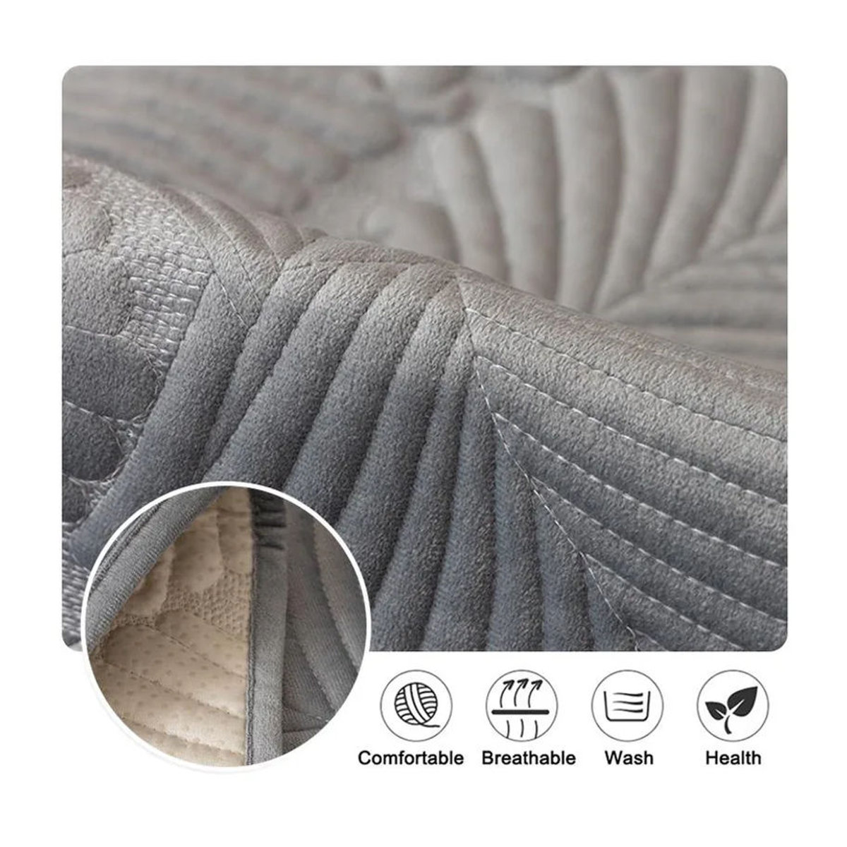 FebEr Jacquard-Decke als rutschfester Sofabezug in Lichtgrau, B/B: 90 x 210 cm - Bild 5