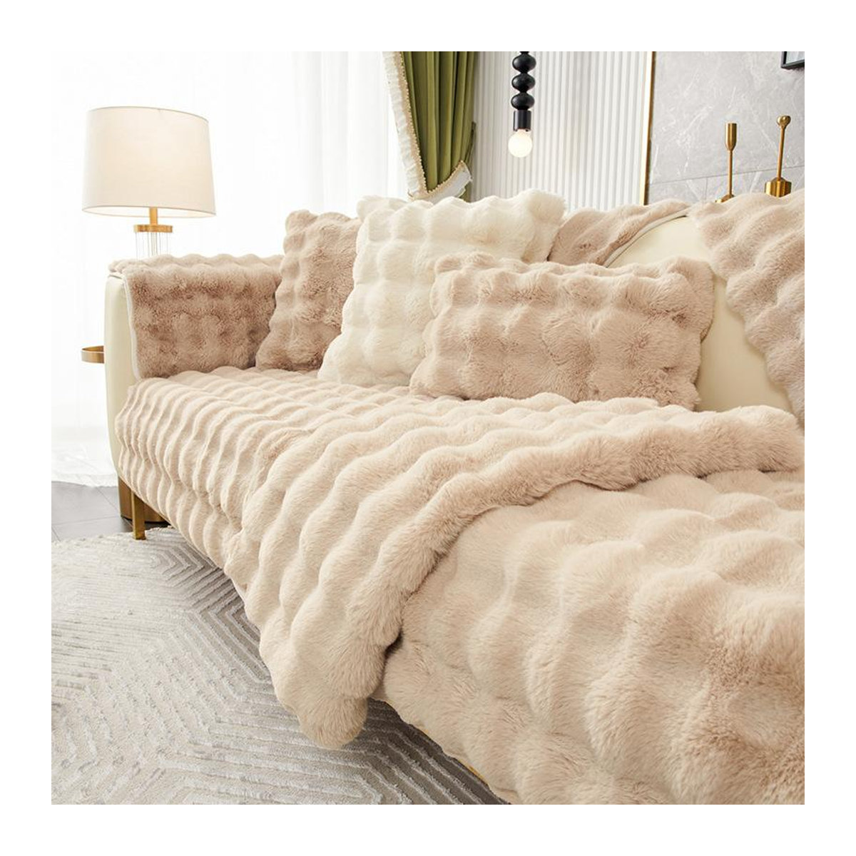 FebEr Kaninchen Plüsch Sofa Kissen grau, B/T/H: 45 x 45 x 45 cm - Bild 6