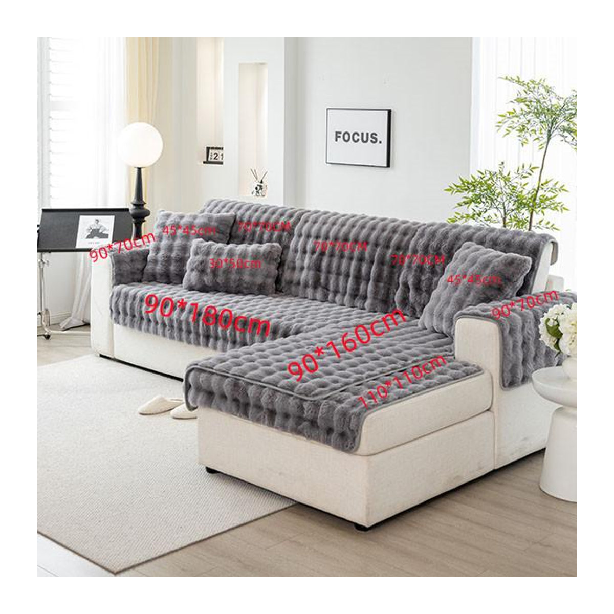 FebEr Kaninchen Plüsch Sofa Kissen grau, B/T/H: 45 x 45 x 45 cm - Bild 10