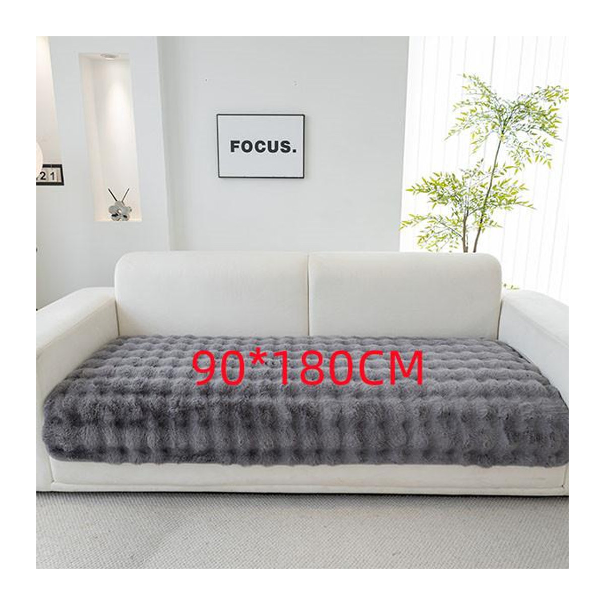 FebEr Kaninchen Plüsch Sofa Kissen in Grau, rutschfeste Sofa Abdeckung für den Winter, B/B: 70 x 210 cm - Bild 9