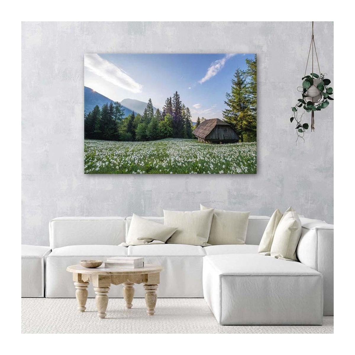 Feeby Leinwand Landschaft Holzhaus im Wald Dekoration Blau Mehrfarbig B: 60 cm, H: 40 cm - Bild 3