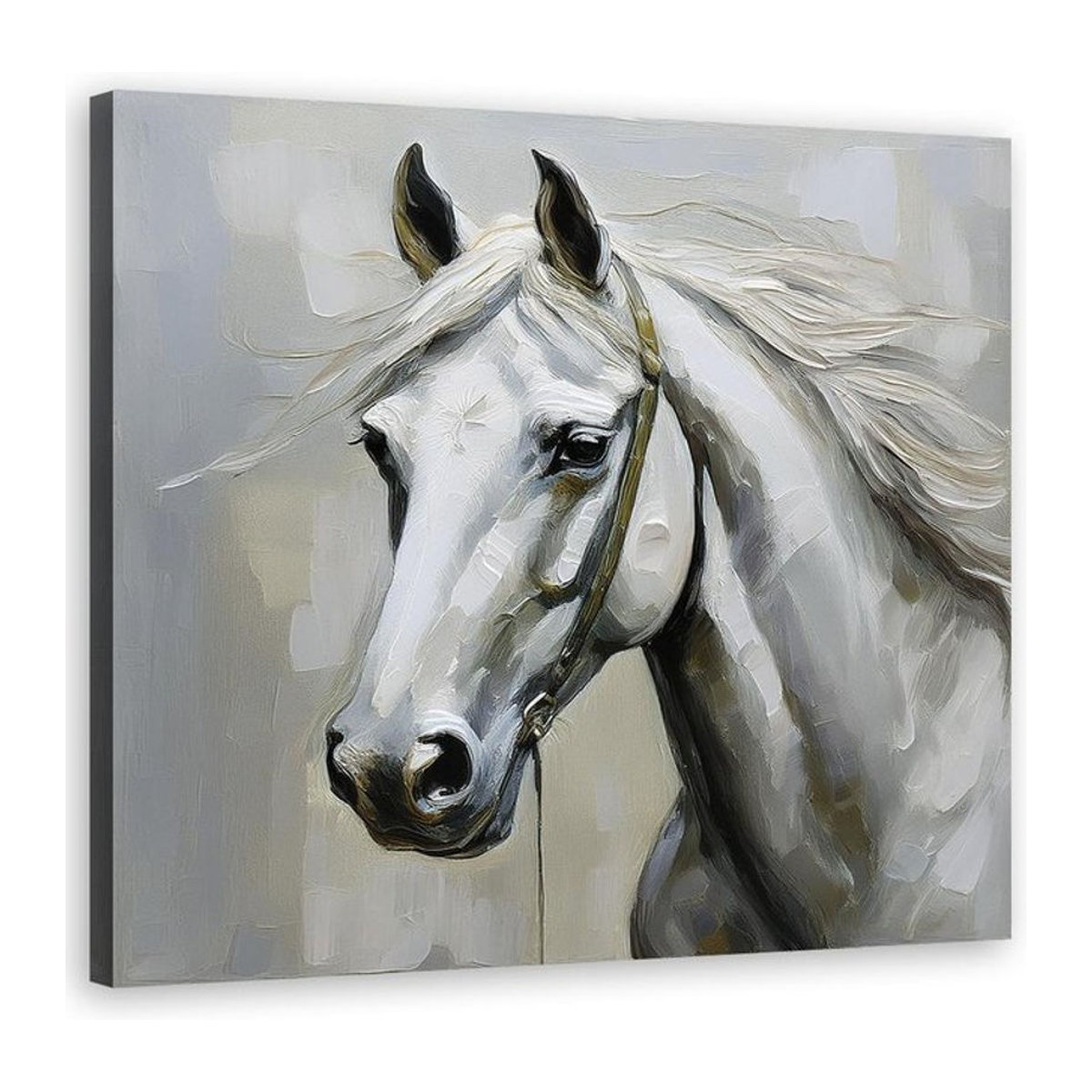 Feeby Leinwand Wanddekoration Weißes Pferd Modern B/B/H: 30 x 30 x 30 cm - Bild 1