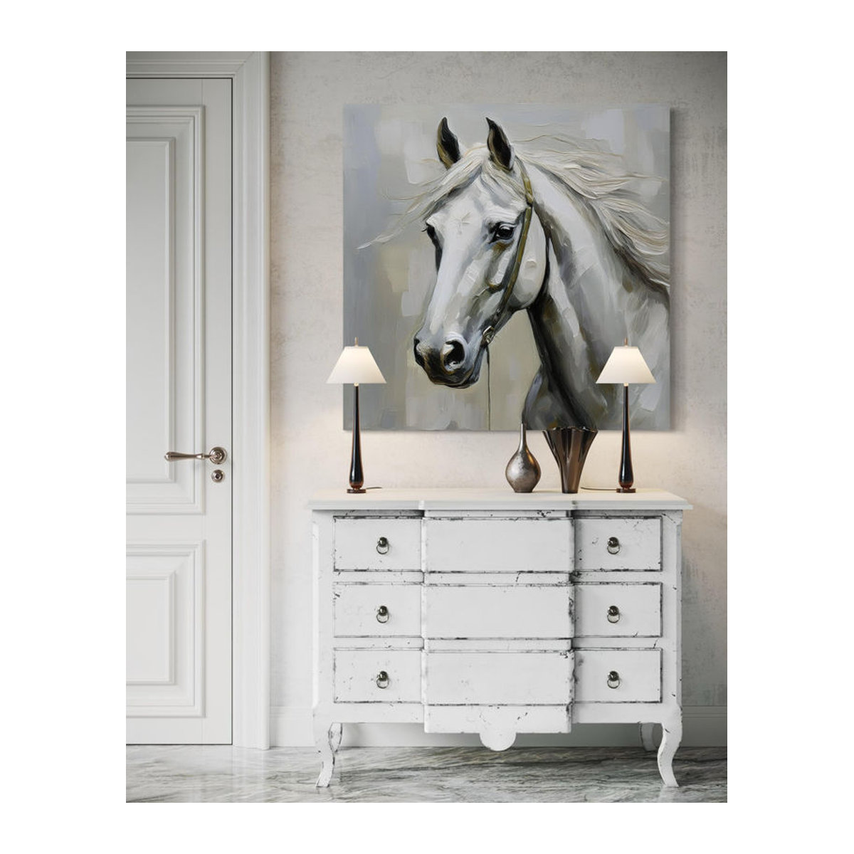 Feeby Leinwand Wanddekoration Weißes Pferd Modern B/B/H: 30 x 30 x 30 cm - Bild 3