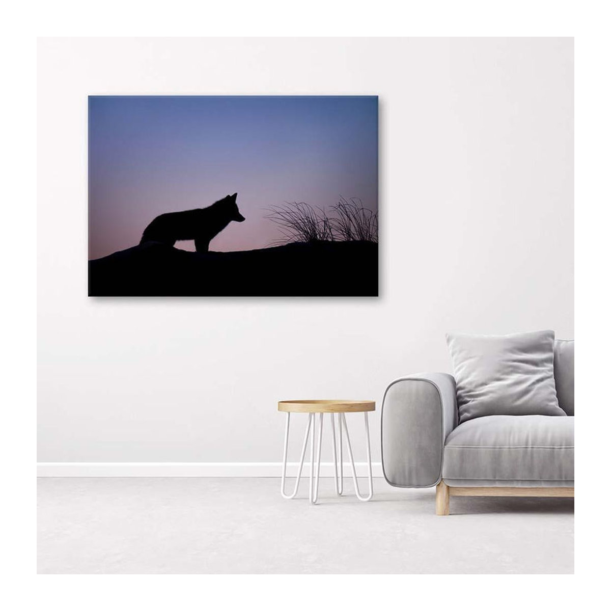 Feeby Leinwand Wolf mit lila Sonnenuntergang, Tierprint Landschaft Dekoration, Breite: 60 cm, Höhe: 40 cm - Bild 3