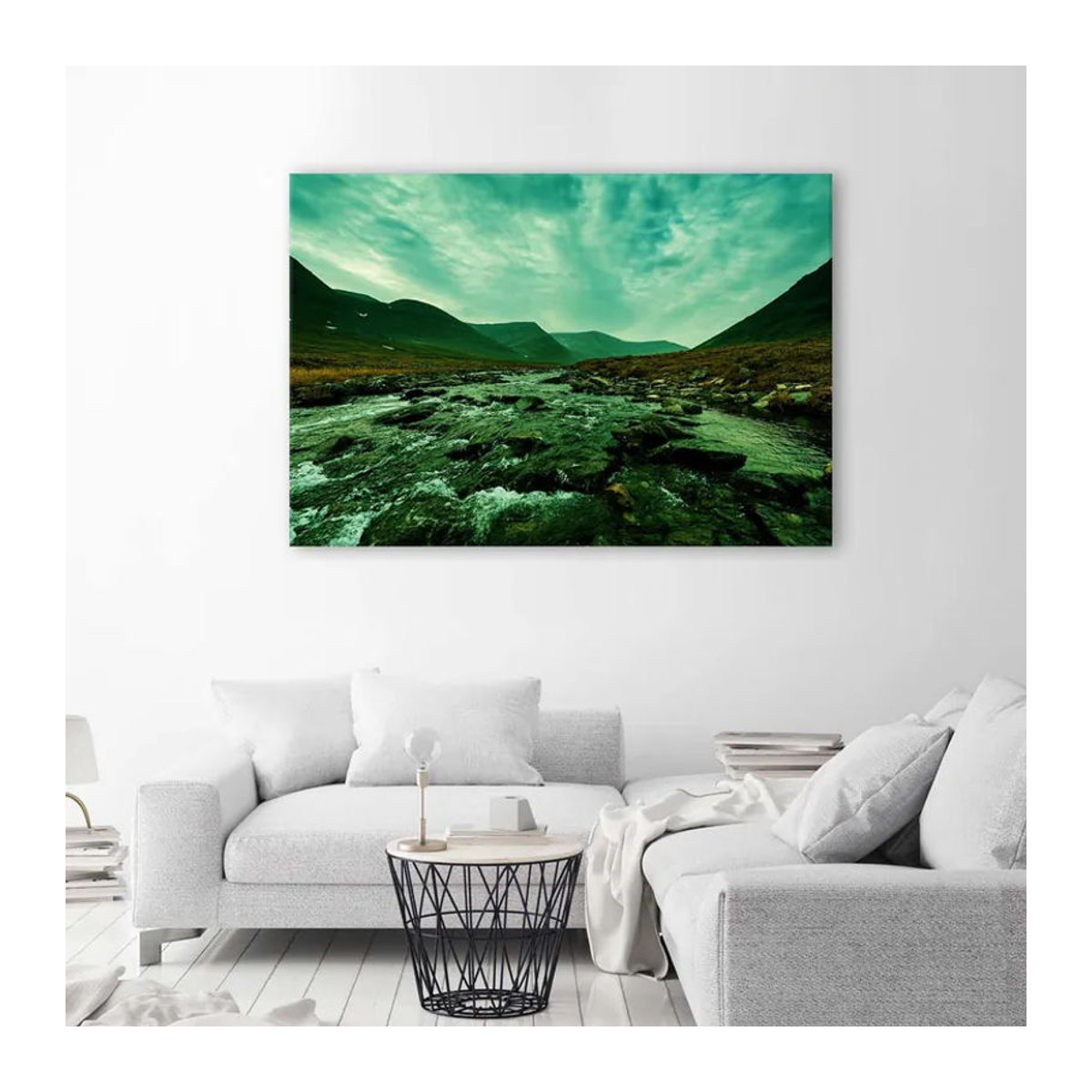 Feeby Leinwandbild Berglandschaft in Grün, Querformat, B: 60 cm, H: 40 cm - Bild 2