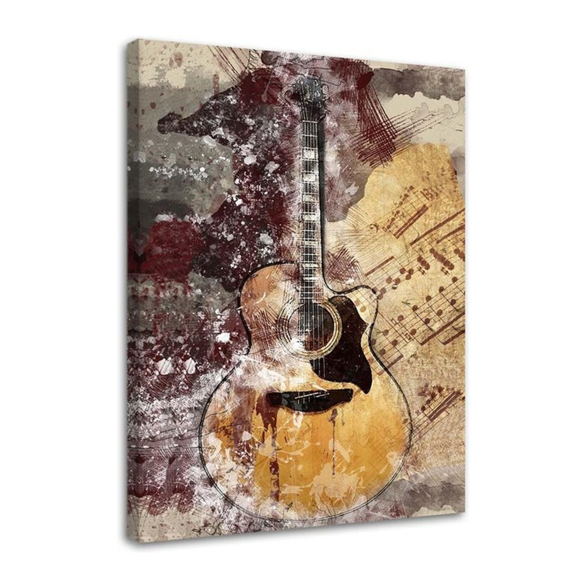 Feeby Leinwandbild Gitarrenmusik Retro in Beige und Mehrfarbig, B: 40 cm, H: 60 cm - Bild 1
