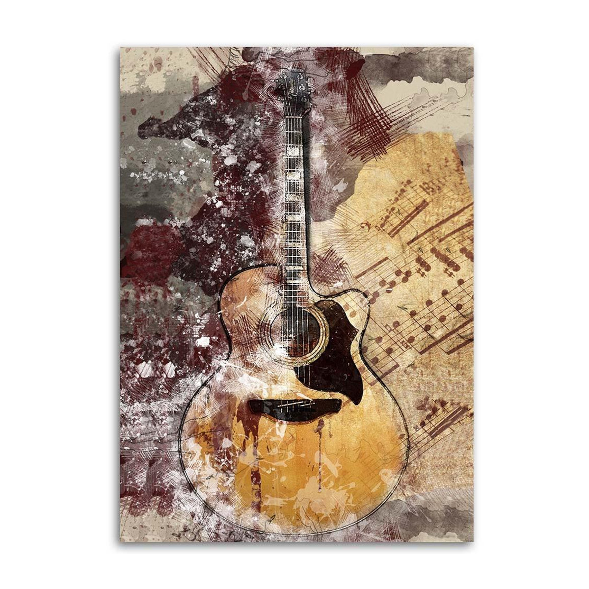 Feeby Leinwandbild Gitarrenmusik Retro in Beige und Mehrfarbig, B: 40 cm, H: 60 cm - Bild 2