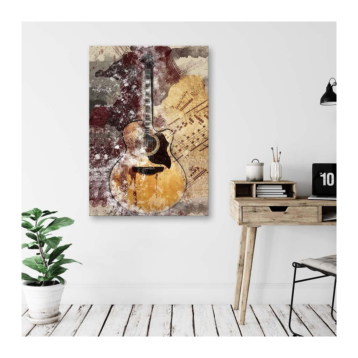 Feeby Leinwandbild Gitarrenmusik Retro in Beige und Mehrfarbig, B: 40 cm, H: 60 cm - Bild 3