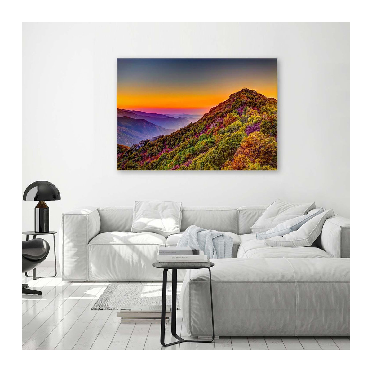 Feeby Leinwandbild Landschaft mit Bergen in Blau und Mehrfarbig, B/H: 60 x 40 cm - Bild 2