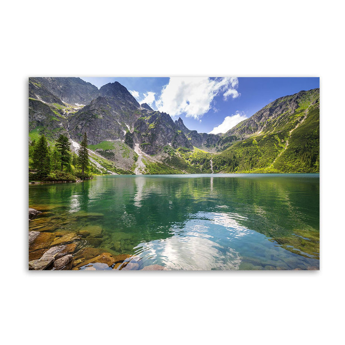 Feeby Leinwandbild Landschaft mit Bergsee und Bäumen, mehrfarbig, B: 60 cm, H: 40 cm - Bild 3