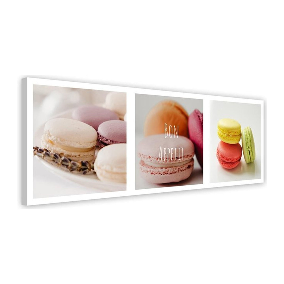 Feeby Leinwandbild Macarons Dekoration, Farbe: Rosa und Mehrfarbig, B: 90 cm, H: 30 cm - Bild 1