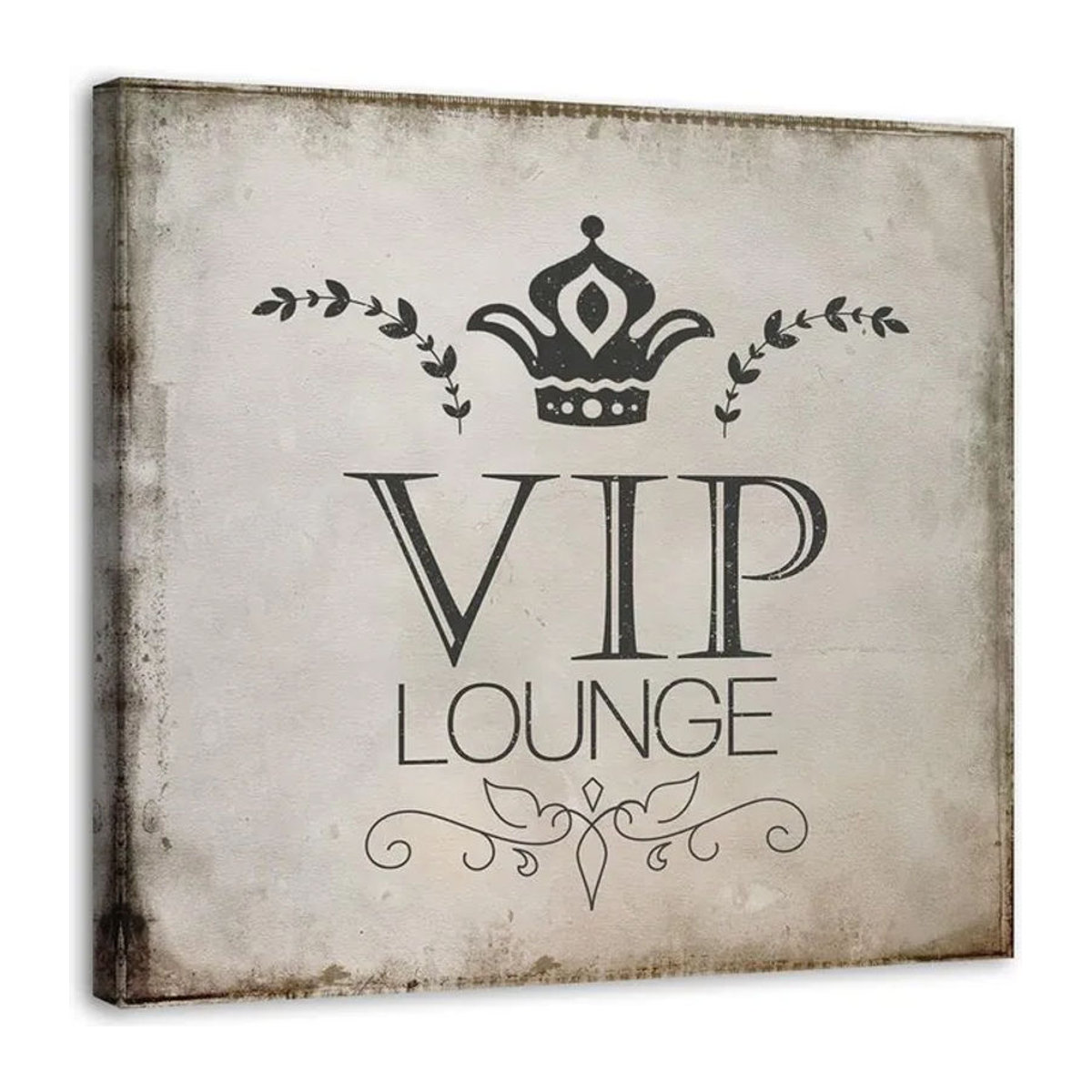 Feeby Leinwandbild Salon VIP Typografie in Grau und Weiß, quadratisch, 30 x 30 cm - Bild 1