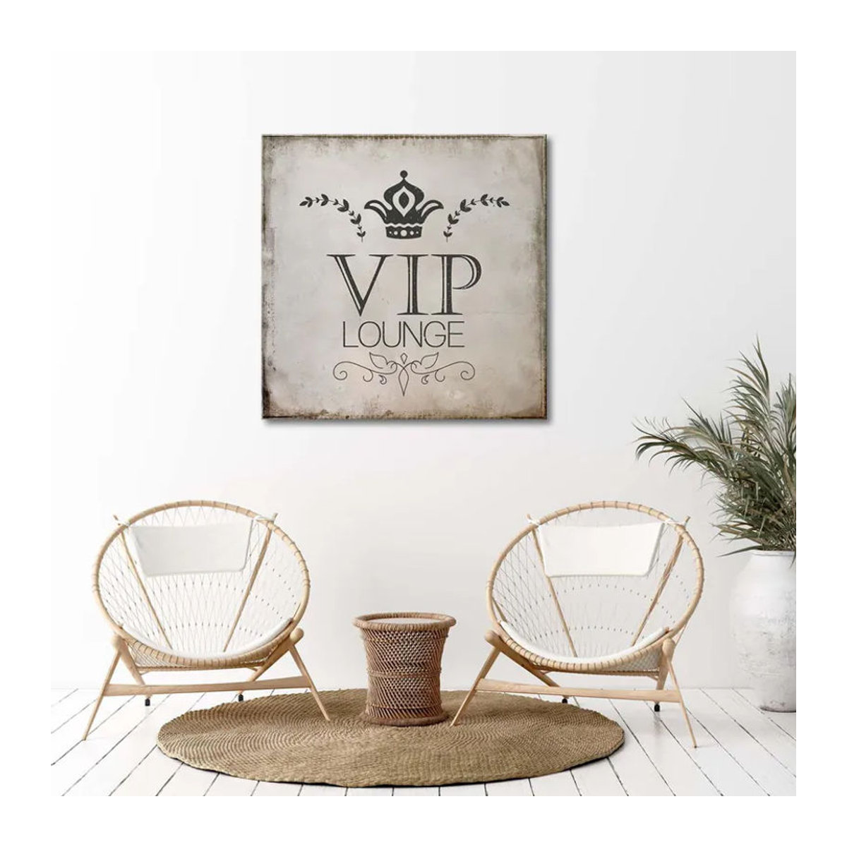 Feeby Leinwandbild Salon VIP Typografie in Grau und Weiß, quadratisch, 30 x 30 cm - Bild 2