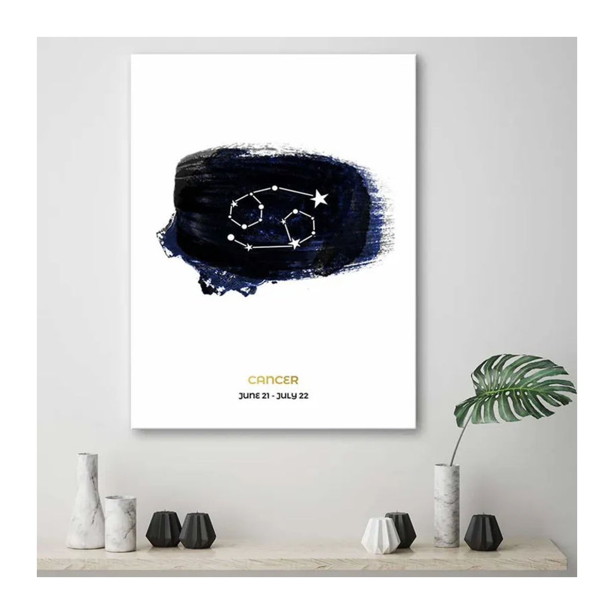 Feeby Leinwandbild Sternzeichen Krebs Abstrakt Dekoration Weiß/Schwarz B: 40 cm, H: 60 cm - Bild 3