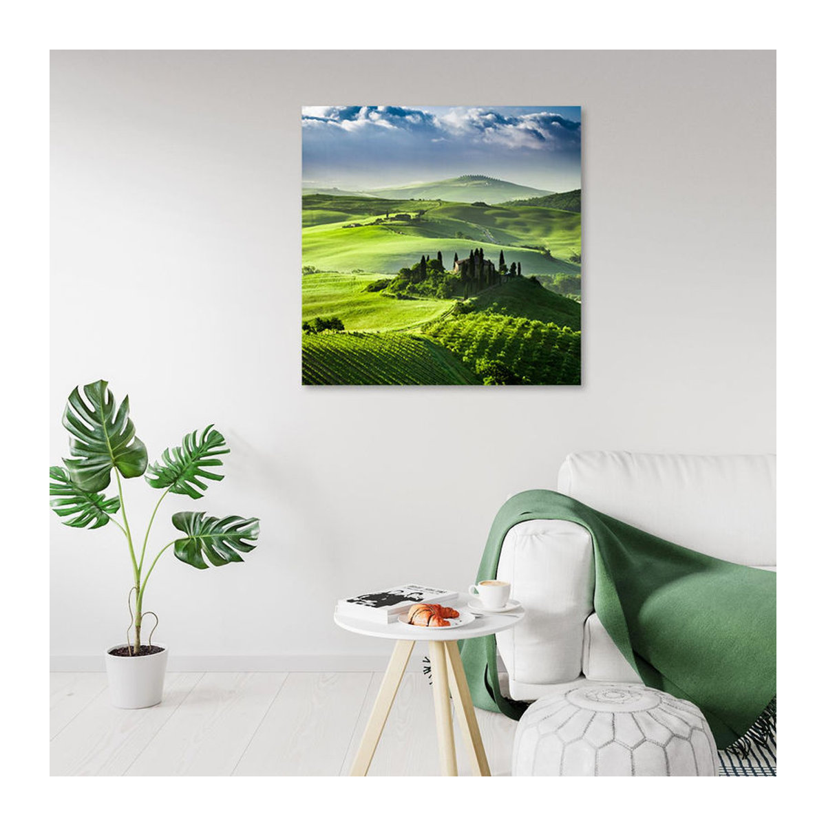 Feeby Leinwandbild Toskana-Landschaft in Grün, quadratisch, 30 x 30 cm - Bild 2
