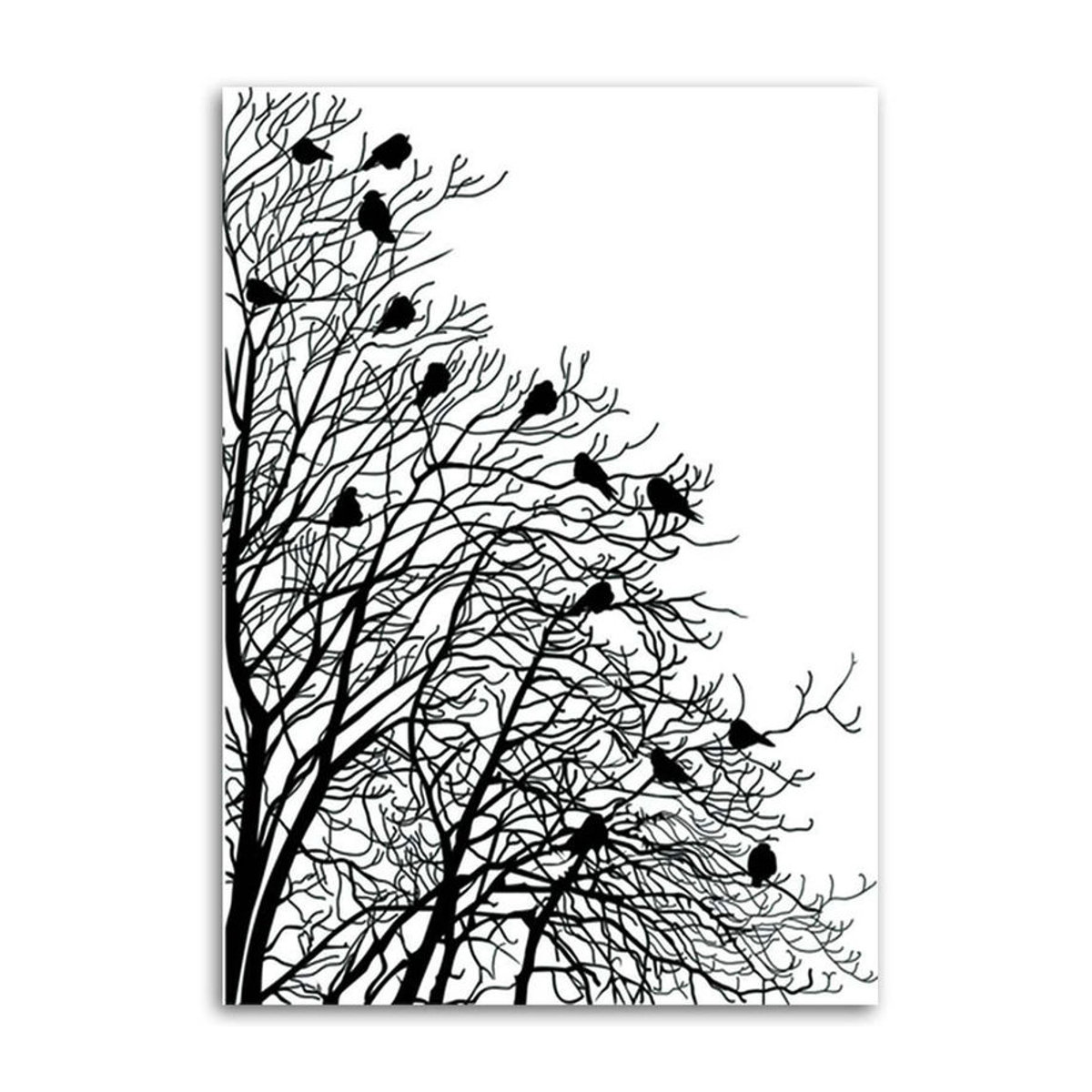 Feeby Leinwandbild Vögel auf Ast minimalistischer Tierprint in Schwarz-Weiß, Breite: 60 cm, Höhe: 40 cm - Bild 2