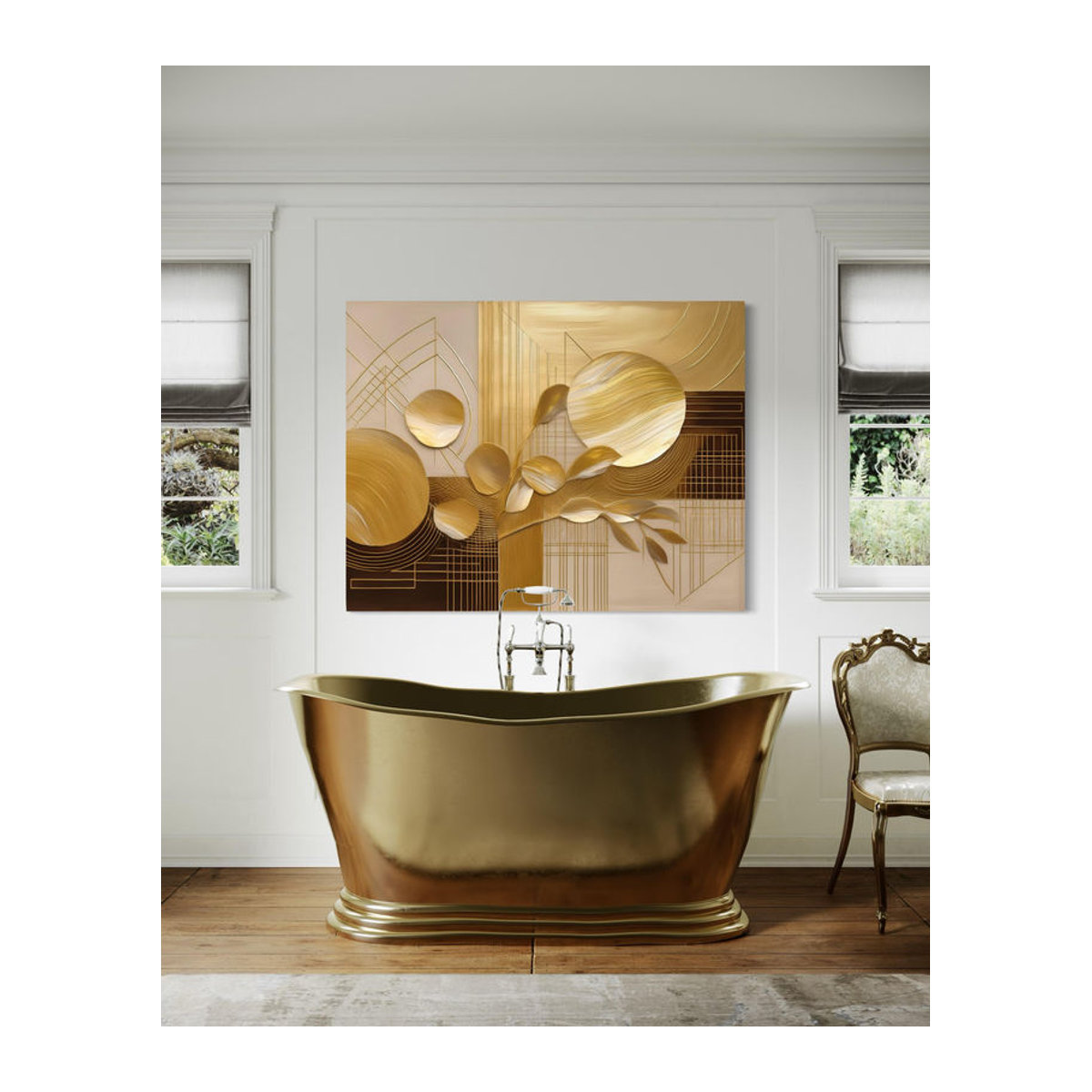 Feeby Leinwanddruck Gold Glamour Abstrakt, B: 60 cm, H: 40 cm, Farbe: Gold/Gelb - Bild 2