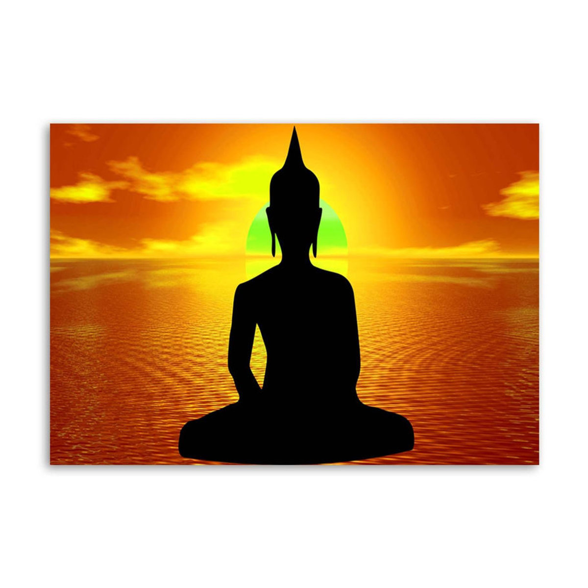 Feeby Leinwanddruck Meditierender Buddha bei Sonnenaufgang in Orange, B/H: 60 x 40 cm - Bild 3
