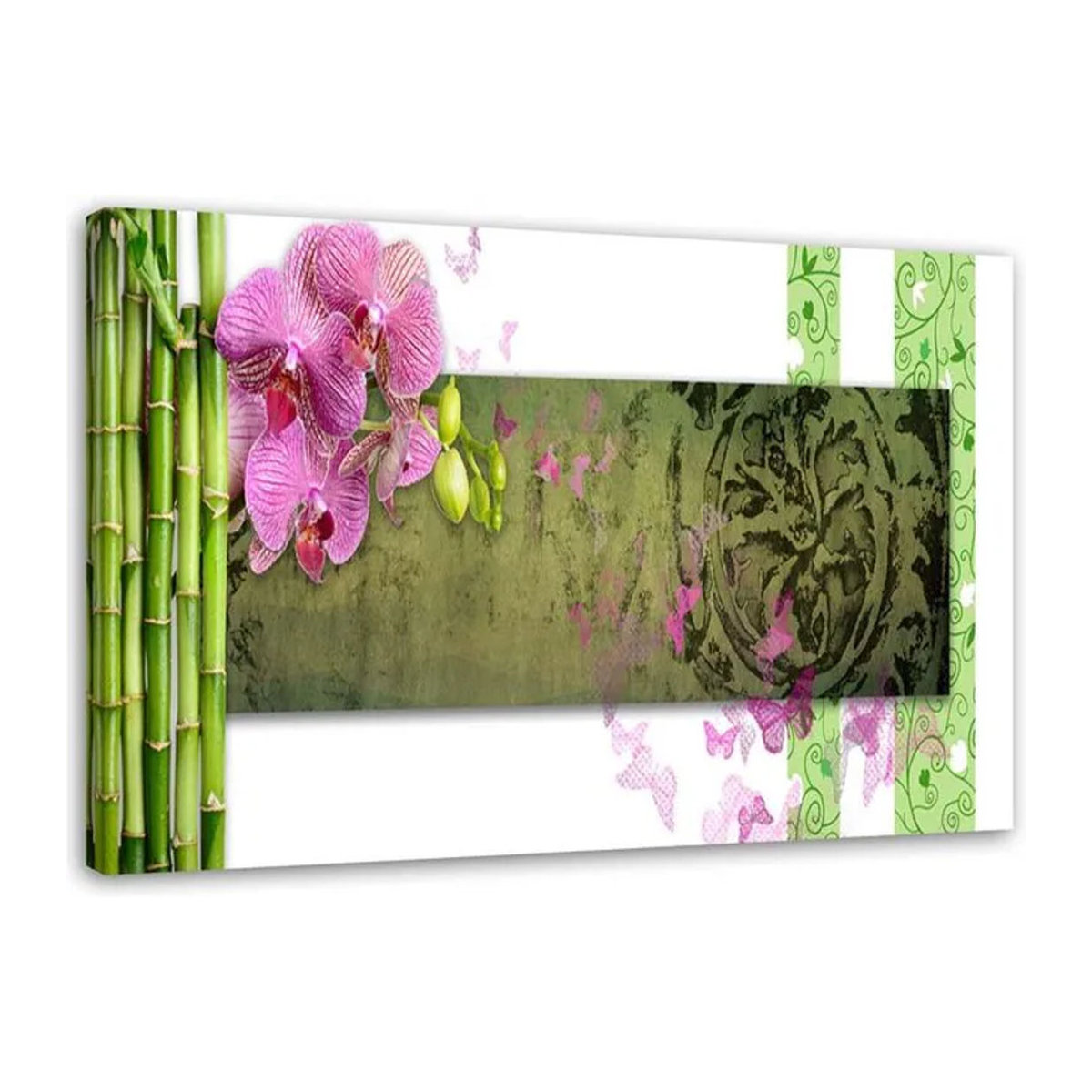 Feeby Leinwanddruck Orchidee und Bambus in Braun und Mehrfarbig, B: 60 cm, H: 40 cm - Bild 1