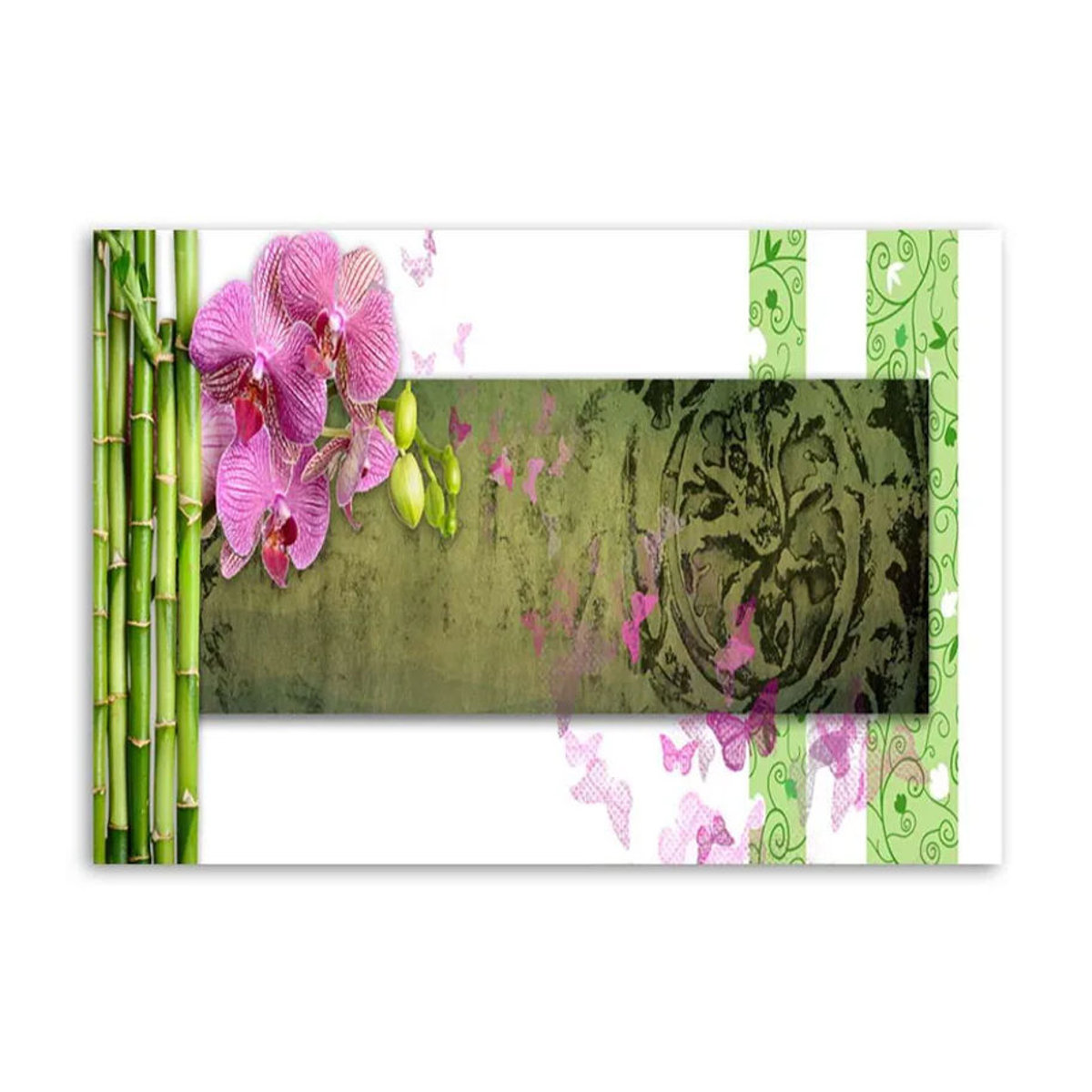 Feeby Leinwanddruck Orchidee und Bambus in Braun und Mehrfarbig, B: 60 cm, H: 40 cm - Bild 2