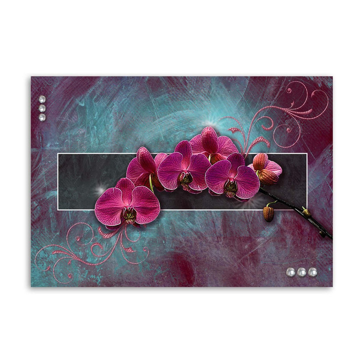 Feeby Leinwanddruck Orchideenblüte in Rosa und Mehrfarbig, Florale Wanddekoration im Querformat, B: 60 cm, H: 40 cm - Bild 3