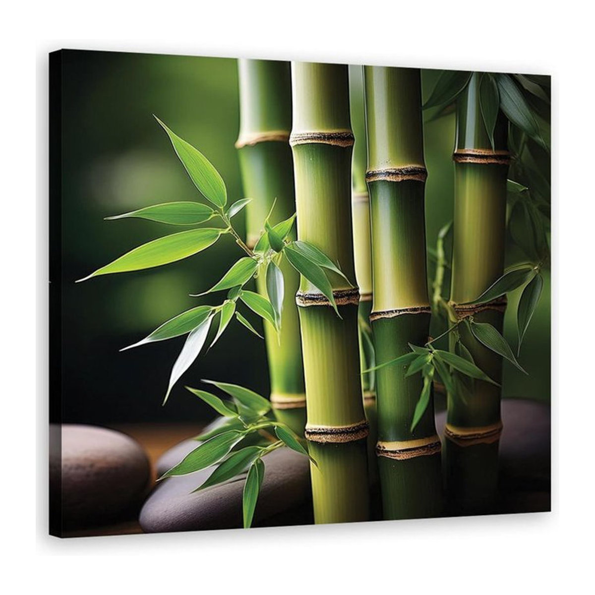 Feeby Leinwanddruck Orientalischer Zen-Bambus in Grün, Quadratisch, B/T/H: 30 x 30 x 30 cm - Bild 1